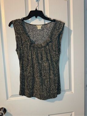 MICHAEL Michael Kors Black Paisley Scoop Neck Tank